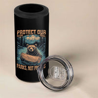 Protect Our National Parks 4 in 1 Can Cooler Tumbler Parks Not Profits Bear Retro Graphic