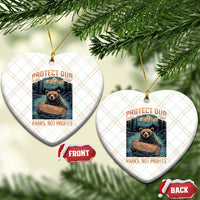 Protect Our National Parks Ceramic Ornament Parks Not Profits Bear Retro Graphic - Wonder Print Shop