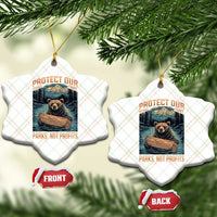 Protect Our National Parks Ceramic Ornament Parks Not Profits Bear Retro Graphic - Wonder Print Shop