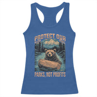 Protect Our National Parks Racerback Tank Top Parks Not Profits Bear Retro Graphic