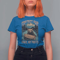 Protect Our National Parks T Shirt For Women Parks Not Profits Bear Retro Graphic