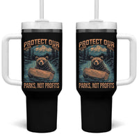 Protect Our National Parks Tumbler With Handle Parks Not Profits Bear Retro Graphic