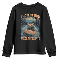 Protect Our National Parks Youth Sweatshirt Parks Not Profits Bear Retro Graphic