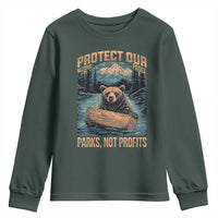 Protect Our National Parks Youth Sweatshirt Parks Not Profits Bear Retro Graphic