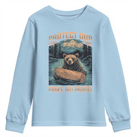 Protect Our National Parks Youth Sweatshirt Parks Not Profits Bear Retro Graphic