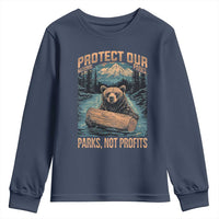 Protect Our National Parks Youth Sweatshirt Parks Not Profits Bear Retro Graphic