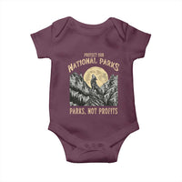 Protect Our National Parks Baby Onesie Parks Not Profits Wolf Retro Graphic