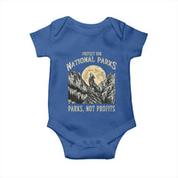 Protect Our National Parks Baby Onesie Parks Not Profits Wolf Retro Graphic