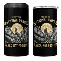 Protect Our National Parks 4 in 1 Can Cooler Tumbler Parks Not Profits Wolf Retro Graphic