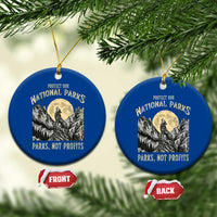 Protect Our National Parks Ceramic Ornament Parks Not Profits Wolf Retro Graphic - Wonder Print Shop