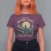 Protect Our National Parks T Shirt For Women Parks Not Profits Wolf Retro Graphic