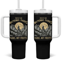 Protect Our National Parks Tumbler With Handle Parks Not Profits Wolf Retro Graphic