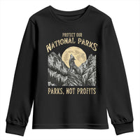 Protect Our National Parks Youth Sweatshirt Parks Not Profits Wolf Retro Graphic