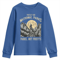 Protect Our National Parks Youth Sweatshirt Parks Not Profits Wolf Retro Graphic