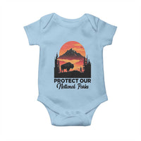 Protect Our National Parks Baby Onesie Bison Buffalo Vintage Graphic