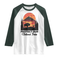 Protect Our National Parks Raglan Shirt Bison Buffalo Vintage Graphic