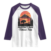 Protect Our National Parks Raglan Shirt Bison Buffalo Vintage Graphic