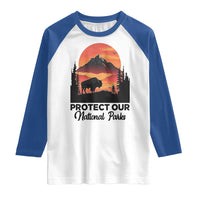 Protect Our National Parks Raglan Shirt Bison Buffalo Vintage Graphic