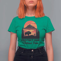 Protect Our National Parks T Shirt For Women Bison Buffalo Vintage Graphic