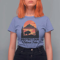 Protect Our National Parks T Shirt For Women Bison Buffalo Vintage Graphic