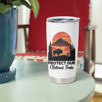 Protect Our National Parks Tumbler Cup Bison Buffalo Vintage Graphic