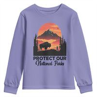 Protect Our National Parks Youth Sweatshirt Bison Buffalo Vintage Graphic