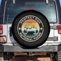 Protect Our National Parks Spare Tire Cover Bear Wildlife Retro Mountain Graphic
