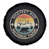 Protect Our National Parks Spare Tire Cover Bear Wildlife Retro Mountain Graphic