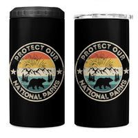 Protect Our National Parks 4 in 1 Can Cooler Tumbler Bear Wildlife Retro Mountain Graphic