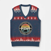 Protect Our National Parks V-Neck Knit Sweater Vest Bear Wildlife Retro Mountain Graphic - Wonder Print Shop