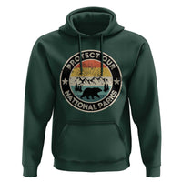 Protect Our National Parks Hoodie Bear Wildlife Retro Mountain Graphic
