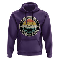 Protect Our National Parks Hoodie Bear Wildlife Retro Mountain Graphic