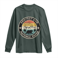Protect Our National Parks Long Sleeve Shirt Bear Wildlife Retro Mountain Graphic