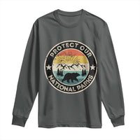 Protect Our National Parks Long Sleeve Shirt Bear Wildlife Retro Mountain Graphic