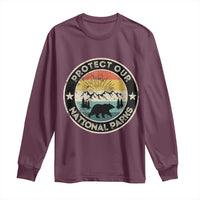Protect Our National Parks Long Sleeve Shirt Bear Wildlife Retro Mountain Graphic