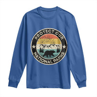 Protect Our National Parks Long Sleeve Shirt Bear Wildlife Retro Mountain Graphic
