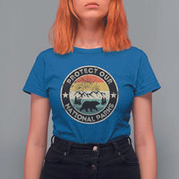 Protect Our National Parks T Shirt For Women Bear Wildlife Retro Mountain Graphic