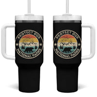Protect Our National Parks Tumbler With Handle Bear Wildlife Retro Mountain Graphic
