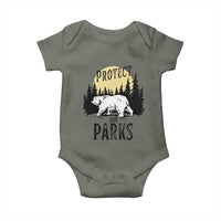 Protect Our Parks Baby Onesie Retro Bear Forest Nature Graphic