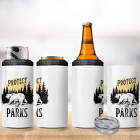 Protect Our Parks 4 in 1 Can Cooler Tumbler Retro Bear Forest Nature Graphic