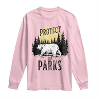 Protect Our Parks Long Sleeve Shirt Retro Bear Forest Nature Graphic