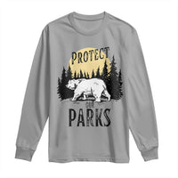 Protect Our Parks Long Sleeve Shirt Retro Bear Forest Nature Graphic