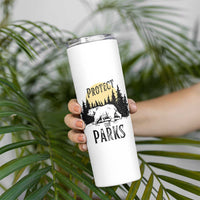 Protect Our Parks Skinny Tumbler Retro Bear Forest Nature Graphic