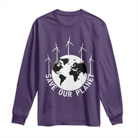 Save Our Planet Long Sleeve Shirt Wind Power Electricity Earth Day 2025