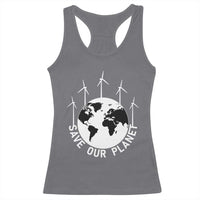 Save Our Planet Racerback Tank Top Wind Power Electricity Earth Day 2025