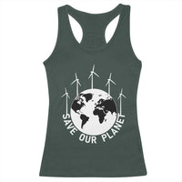 Save Our Planet Racerback Tank Top Wind Power Electricity Earth Day 2025