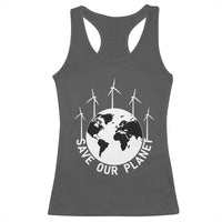 Save Our Planet Racerback Tank Top Wind Power Electricity Earth Day 2025
