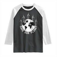 Save Our Planet Raglan Shirt Wind Power Electricity Earth Day 2025