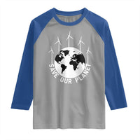 Save Our Planet Raglan Shirt Wind Power Electricity Earth Day 2025