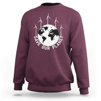 Save Our Planet Sweatshirt Wind Power Electricity Earth Day 2025